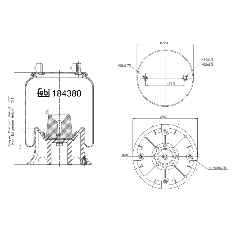 Image of FEBI BILSTEIN 184380 Boot, air suspension Rear Axle Boot,air suspension (324)