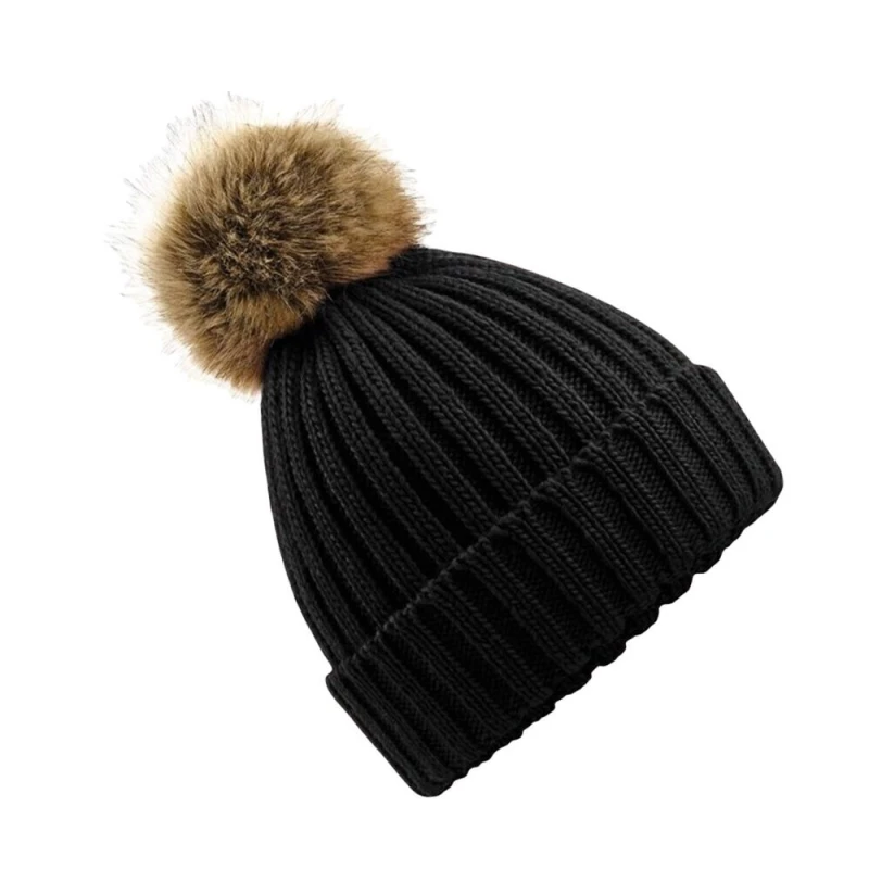 Image of Beechfield Beechfield Men Cuffed Design Winter Hat in Black One Size Male 5057080780914