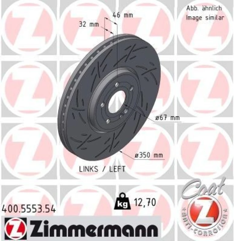 Image of ZIMMERMANN Brake disc ZIMMERMANN 400.5553.54