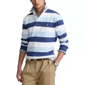 Rugby Striped Cotton Polo Shirt in Regular Fit with Long Sleeves