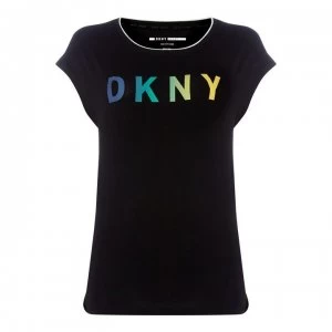 Image of DKNY Rainbow Logo T Shirt - Black