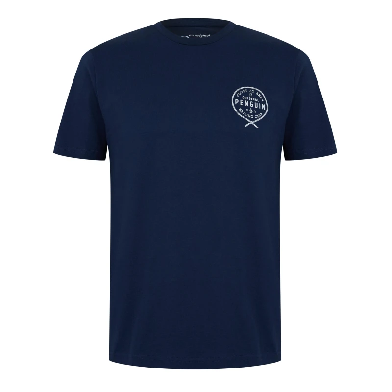 Image of Original Penguin Crest Tee Regular Fit T-Shirts Small Blue 52743018350