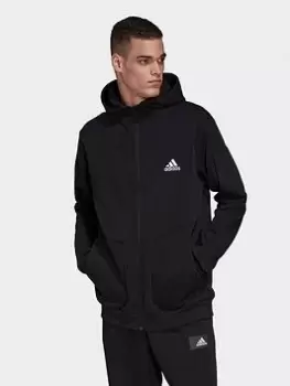 Image of adidas Essentials For Gameday Fleece Full-zip Hoodie, Black Size XL Men