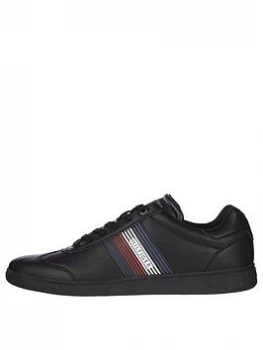 Image of Tommy Hilfiger Core Corporate Leather Cupsole Trainers - Black, Size 41, Men