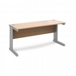 Image of Vivo Straight Desk 1600mm x 600mm - Silver Frame Beech Top
