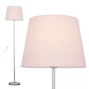 Image of Charlie Brushed Chrome Floor Lamp with Dusty Pink Aspen Shade