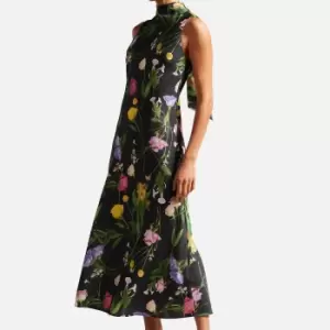 Image of Ted Baker Addilin Floral Tie Neck Midi Dress - UK 10