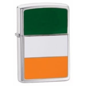 Image of Zippo Ireland Flag Emblem Brushed Chrome Windproof Lighter