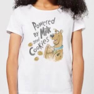 Scooby Doo Powered By Milk And Cookies Womens T-Shirt - White - XL