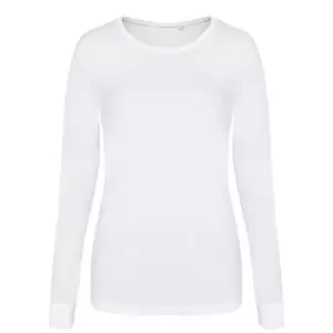 Image of AWDis Womens/Ladies Girlie Long Sleeve Tri-Blend T-Shirt (L) (Solid White)