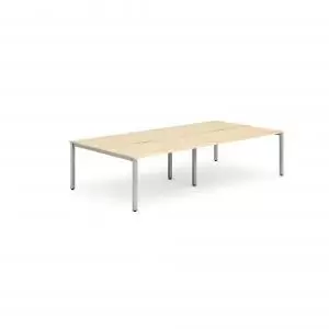 image of B2B Silver Frame Bench Desk 1200 Maple 4 Pod