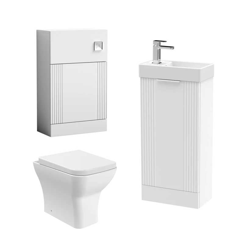 Image of Balterley Fluted Floor Standing Vanity Unit WC Unit Cistern Toilet Pan Tap White