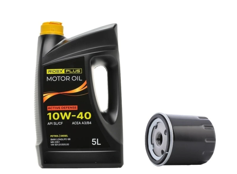 Image of RIDEX PLUS 100908O0013P Oil change kit (oil filter + engine oil) Oil change kit (oil filter + engine oil) (100908)