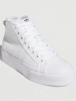 Image of adidas Originals Nizza Platform Mid - White/White/White, Size 4.5, Women