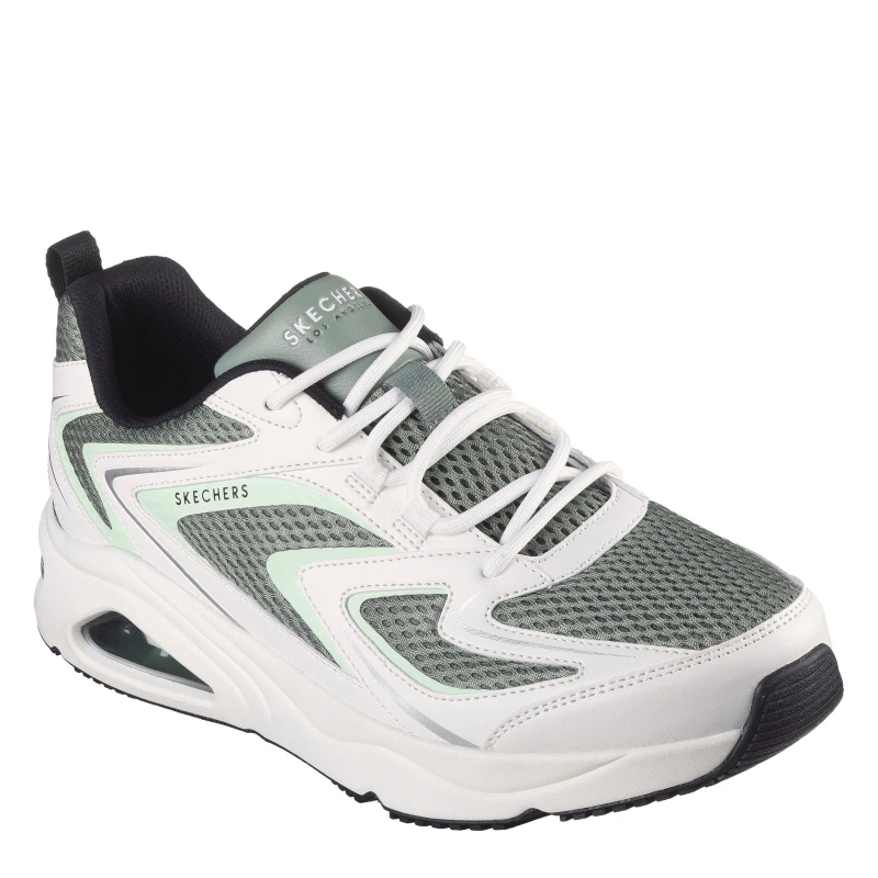 Image of Skechers Mens Mesh Print Overlay Low-Top Trainers Sage male 6 (39.5)