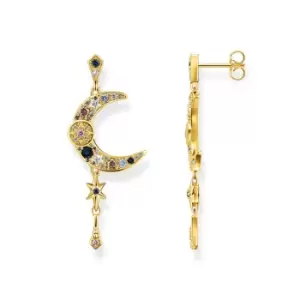 Image of THOMAS SABO Gold Plated Magic Moon & Star Drop Earrings
