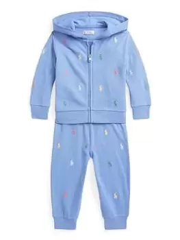 Image of Ralph Lauren Baby Boy Hoodie And Jogger Set - Blue Size 18 Months