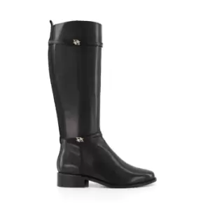 Dune London Tap Double Buckle Knee High Boots - Black