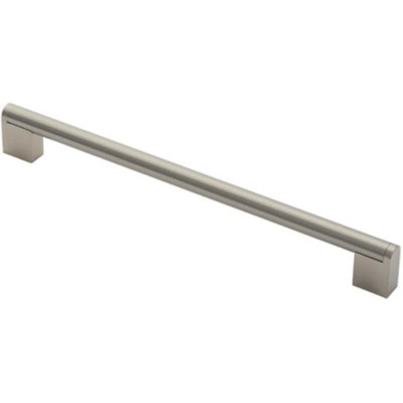 Image of Loops Round Bar Pull Handle 296 x 14mm 256mm Fixing Centres Satin Nickel & Steel Metallics unisex