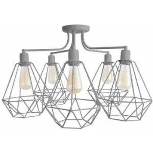 image of Helam Karo Multi Arm Semi Flush Ceiling Light Grey 75cm