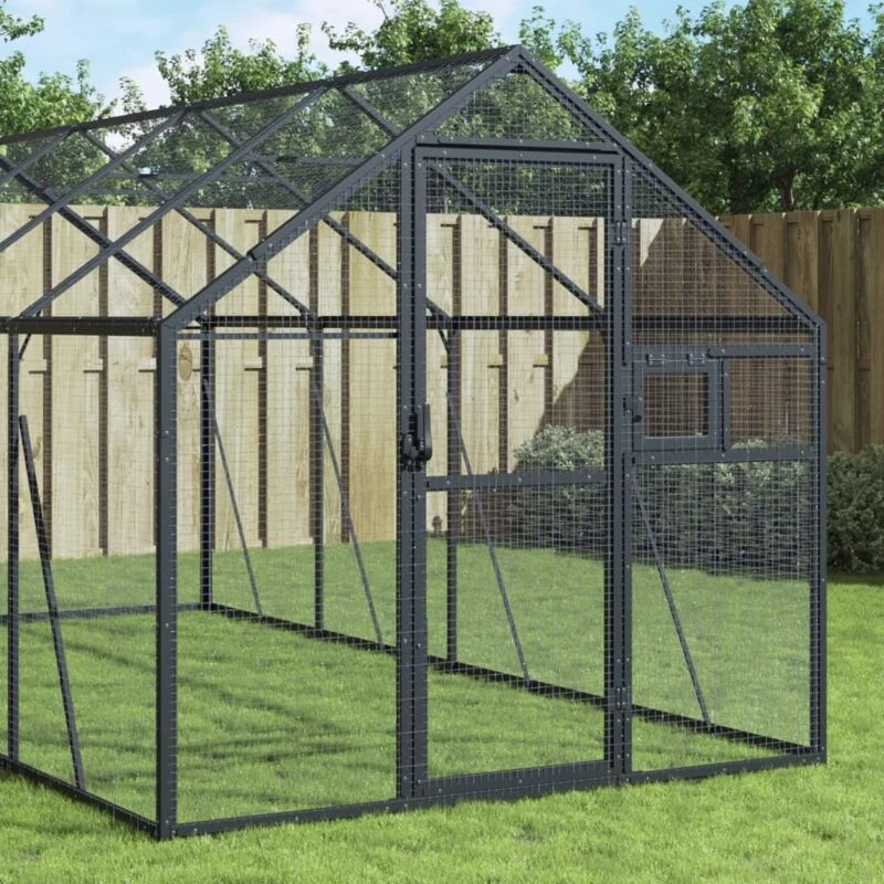 Image of vidaXL Aviary Anthracite 1.79x10x1.85 m Aluminium, Grey 3155806