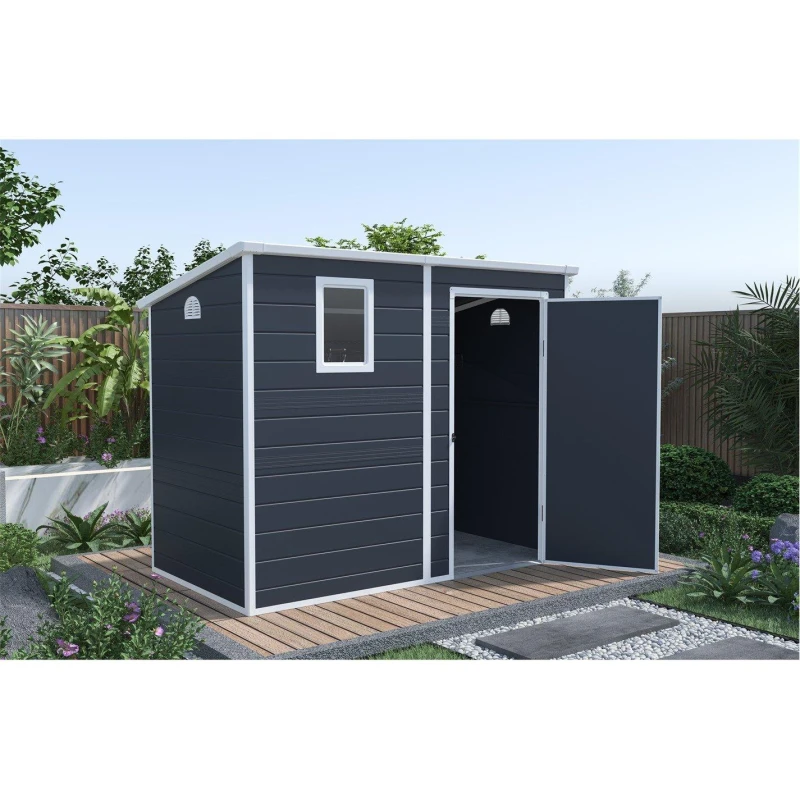 Image of Store More Lotus Oxonia Pent Plastic Shed With Floor Grey unisex 8x5ft