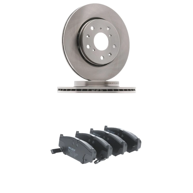 Image of RIDEX 3405B2829 Brake disc and pads set Front Axle, Brake Disc Type: internally vented, with acoustic wear warning Brake Set,disc brakes (3405)