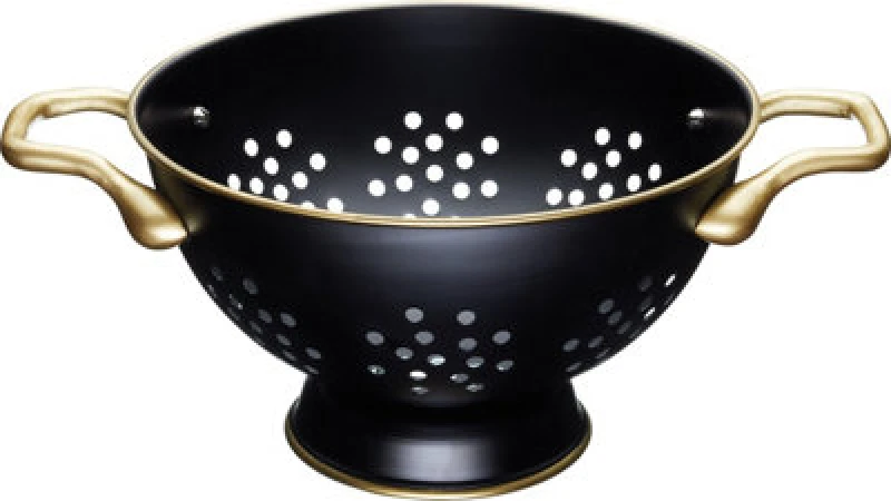 Image of Masterclass 24cm Stainless Steel Matt Black and Brass Colander Black