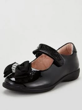 image of Lelli Kelly Zoe Bow School Dolly Shoes - Black/Patent, Black Patent, Size 8 Younger