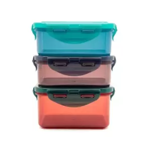 image of Lock & Lock Pack of 3 Eco Food Storage Containers Blue, Green and Orange