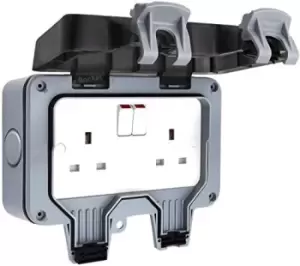 Image of Click Scolmore Aquip 13A 2 Gang IP66 Weatherproof Type A Passive RCD Socket - OARCDP036