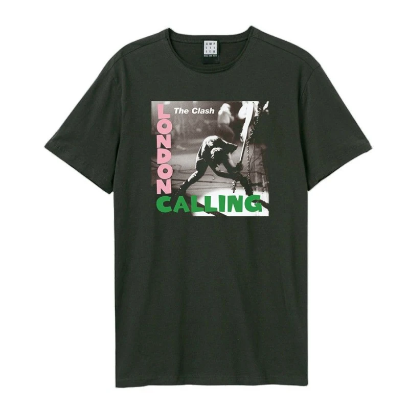 Image of Amplified Amplified Men London Calling The Clash T-Shirt in Charcoal Size: Small Charcoal S Male 5063470544905