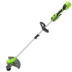 image of Greenworks 24v 33cm Cordless Brushless Grass Trimmer (4AH & 2A Charger)