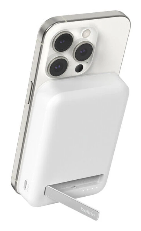 Image of Belkin BoostCharge Pro 10k Magnetic with Qi2 + Kickstand 10000mAh Power Bank - White