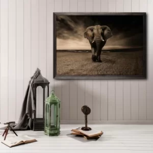 Image of Strong Elephant XL Multicolor Decorative Framed Wooden Painting