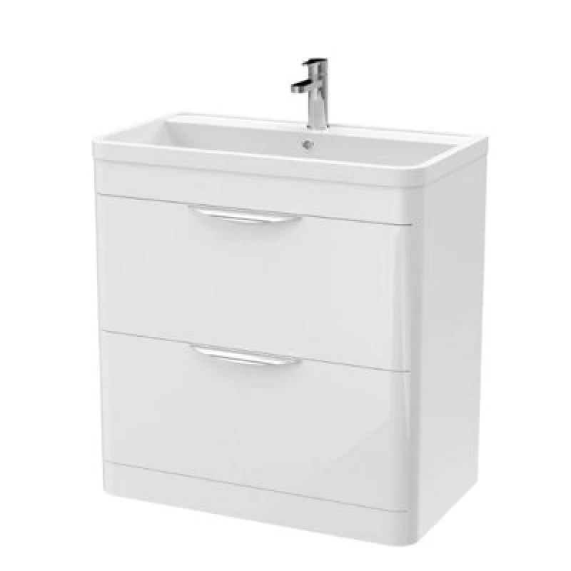 Image of NUIE Nuie - Parade Floor Standing 2-Drawer Vanity Unit with Ceramic Basin 800mm Wide - Satin Anthracite FPA1404A