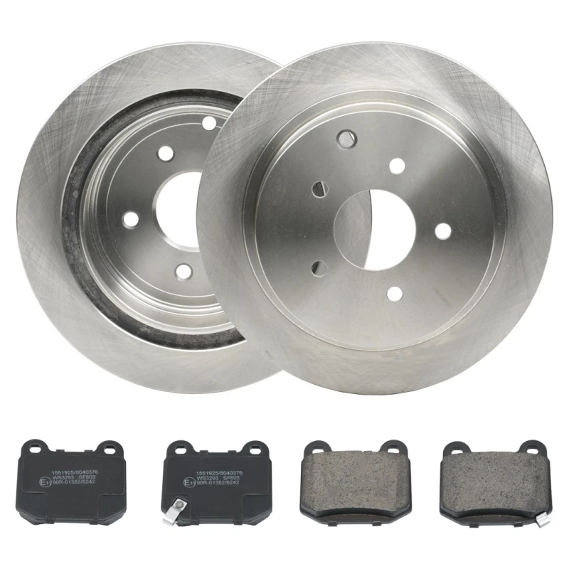 Image of RIDEX 3405B2224 Brake disc and pads set Rear Axle, Brake Disc Type: internally vented, with acoustic wear warning Brake Set,disc brakes (3405)