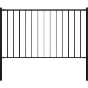 Fence Panel with Posts Powder-coated Steel 1.7x0.75 m Black vidaXL - Black - main image