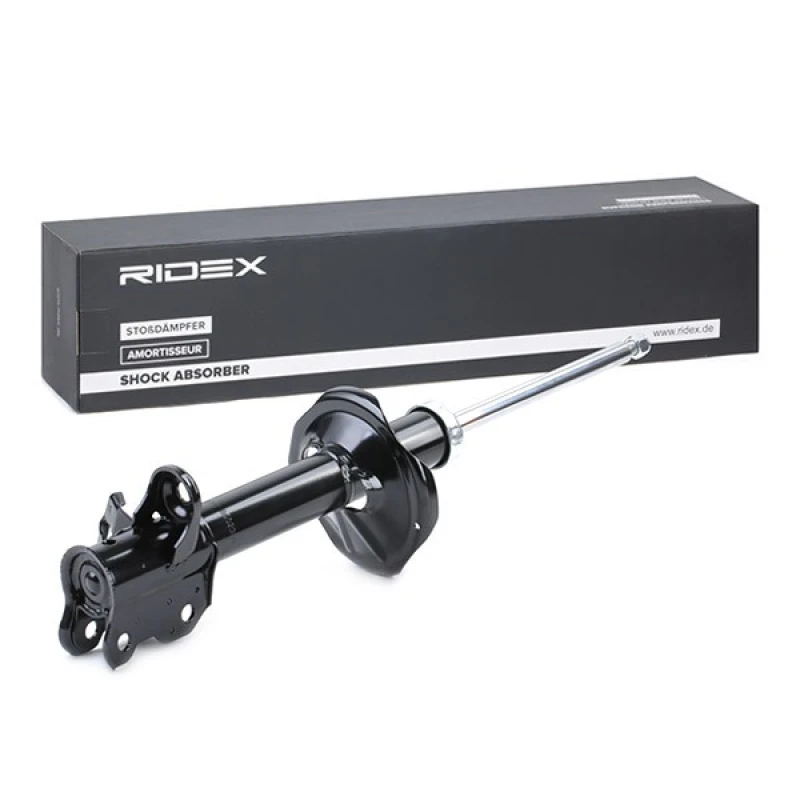 Image of RIDEX 854S0771 Shock absorber Rear Axle Right, Gas Pressure, Twin-Tube, Suspension Strut, Top pin Shock Absorber (854)
