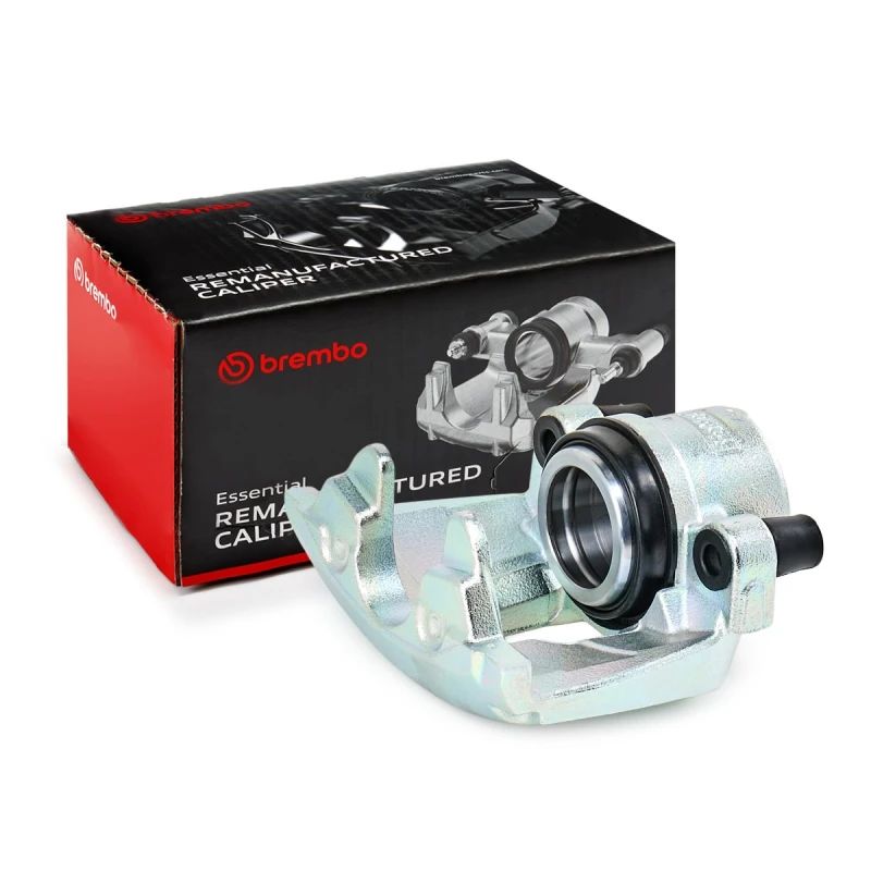 Image of BREMBO F 24 112 Brake caliper ESSENTIAL LINE Front Axle Left Grey Cast Iron Brake Caliper (78)