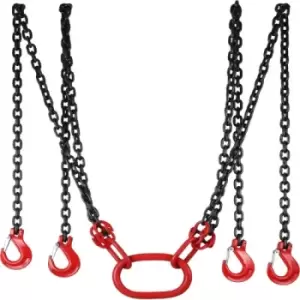 Image of VEVOR 4M Lifting Chain Sling, 8MM Hanging Lift Chain, 5T Capacity G80 Alloy Steel Engine Chain Hoist Lifts Heavyy Duty 5 Ton with 4 Leg Grab Hooks and