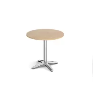 Image of Roma circular dining table with 4 leg chrome base 800mm - kendal oak