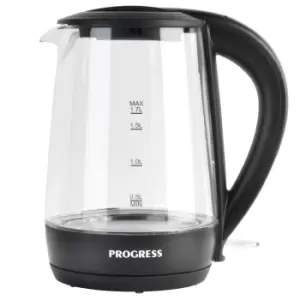 Image of Progress EK3987P 1.7L 2200W Illuminating Glass Jug Kettle with Blue LED Lights - Black
