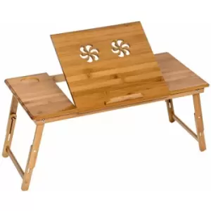Image of Tectake - Wooden laptop stand, bed table 72x35x26 adjustable - laptop table, laptop tray, laptop stand for desk - brown