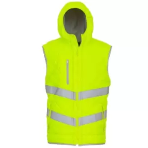 Image of Yoko Womens/Ladies Kensington Hi-Vis Hooded Gilet (L) (Yellow)