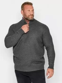 BadRhino Textured 1/4 Zip Charocal, Grey, Size 5-6Xl, Men