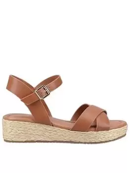 image of Dune London Linnie Leather Wedge Sandal, Tan, Size 4, Women