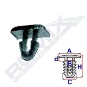 Image of ROMIX Clip, trim-/protection strip B25364 TOYOTA,LEXUS,COROLLA Verso (ZER_, ZZE12_, R1_),COROLLA (ZZE12_, NDE12_, ZDE12_),PRIUS Liftback (NHW20_)