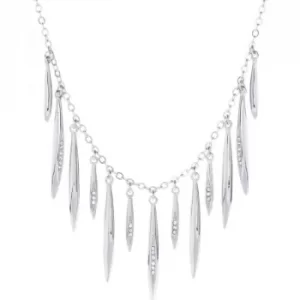 image of Ladies Karen Millen Silver Plated Flow Fringe Crystal Necklace