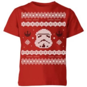 Image of Star Wars Stormtrooper Knit Kids Christmas T-Shirt - Red - 11-12 Years